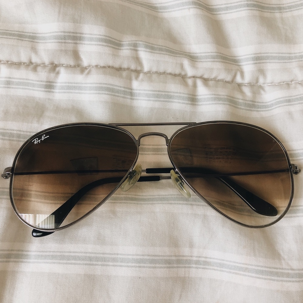Ray-Ban Sunglasses: Aviator Brwn Gradient Gunmetal